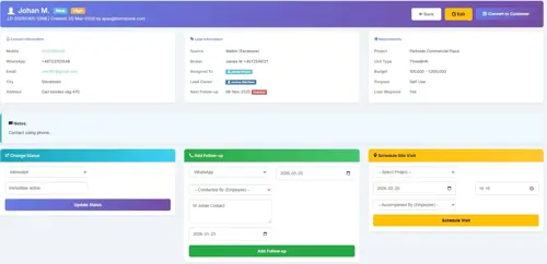 Biznsbook lead generation and CRM system for real estate with pipeline stages and contact management