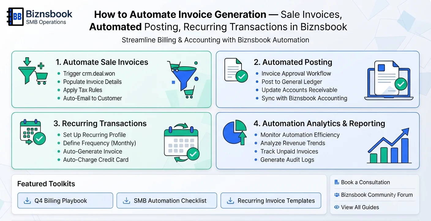 Finance user generating recurring customer invoices automatically in ERP