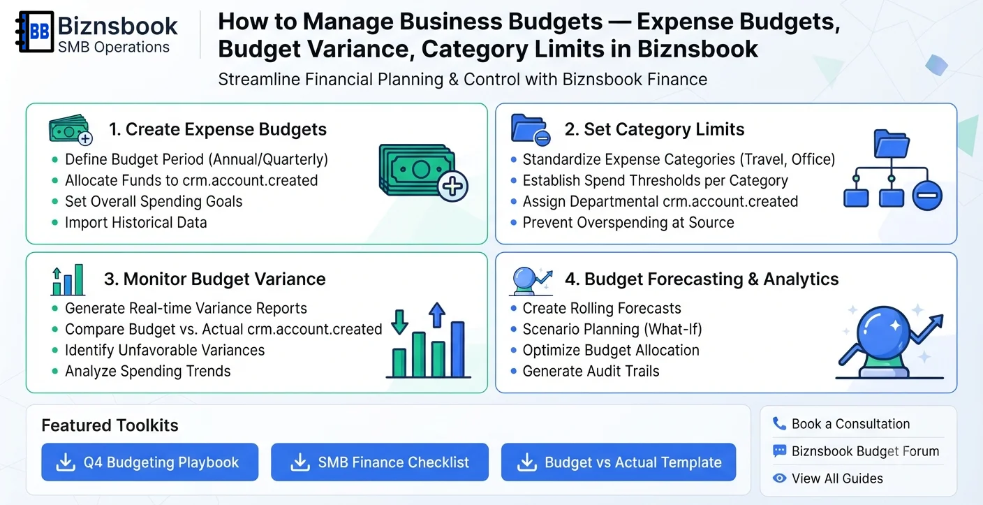 Finance team reviewing budget variance by expense category and limit thresholds