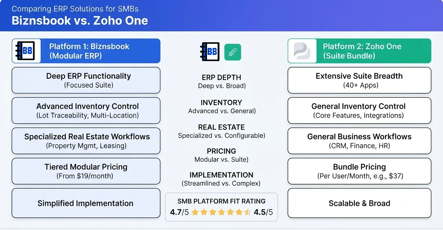 Operations lead reviewing ERP depth and app suite options side by side
