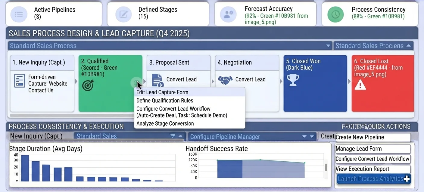 Sales operations team mapping a repeatable process from lead form to deal stages