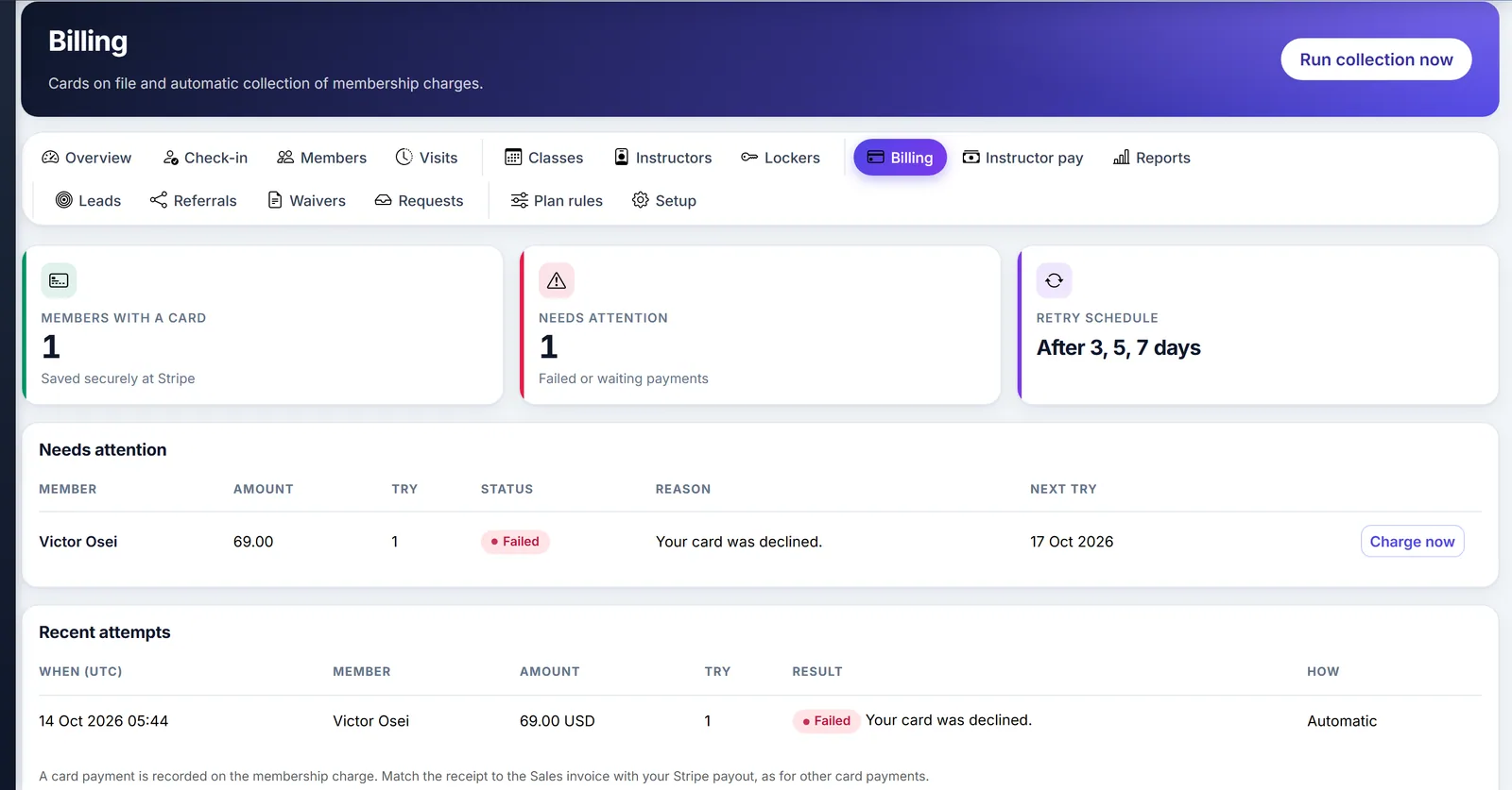 Biznsbook recurring membership billing run
